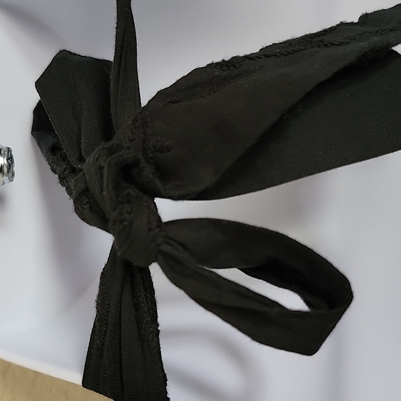 Bandolino Halter Black Flower Pattern Eyelet 100% cotton Dress size 12 - Picture 5 of 10